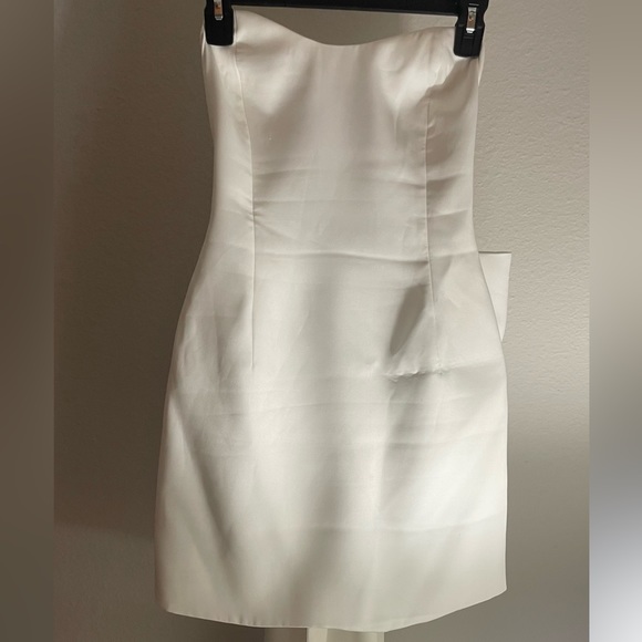 White Bow Bridal Mini Dress - Picture 4 of 6